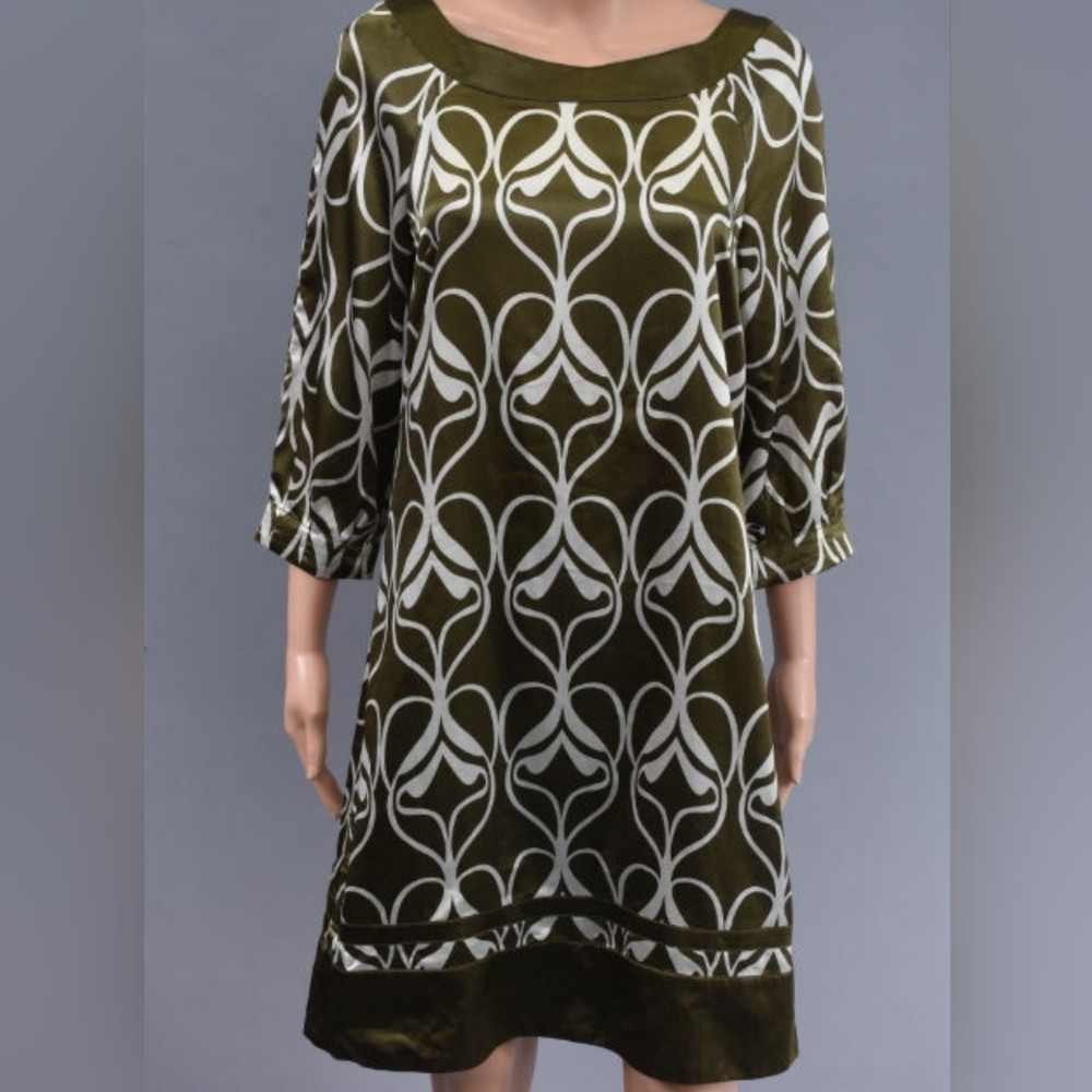H&M midi half sleeve silky Kaki Sweather dress Tunic Size 8